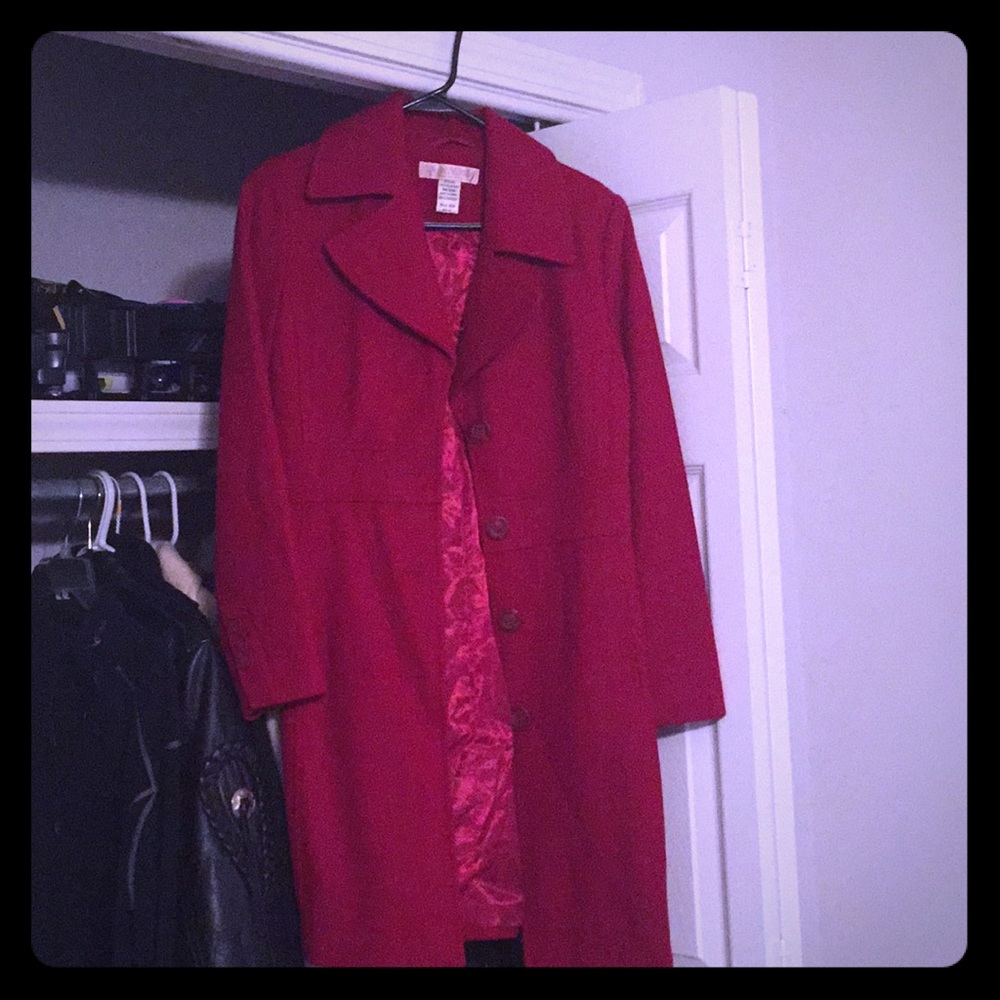 Red pea coat